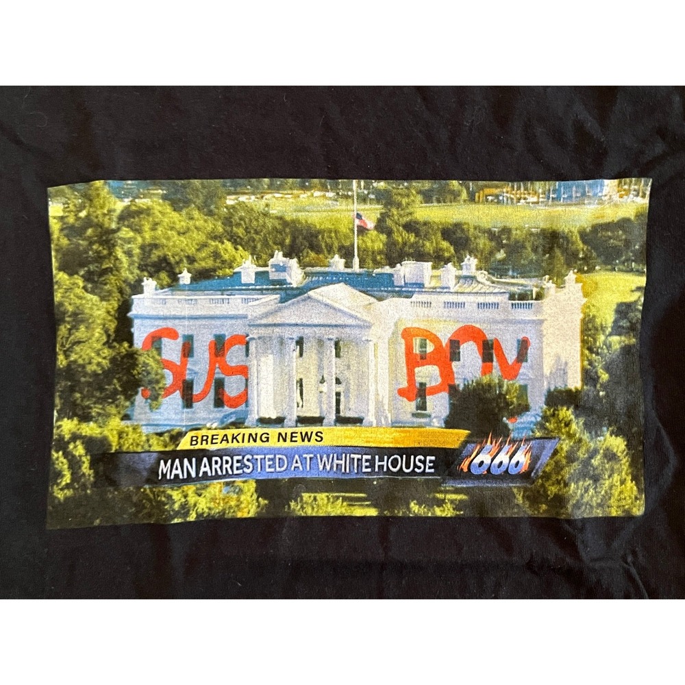 Sus Boy White House Man Arrested Graphic T Shirt Small Black Suspect Print Tee